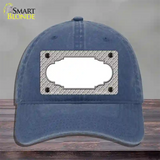 Grey White Quatrefoil Center Scallop Novelty License Plate Hat Unconstructed Cotton / Navy