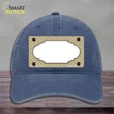 Gold White Quatrefoil Center Scallop Novelty License Plate Hat Unconstructed Cotton / Navy
