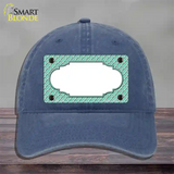 Mint White Quatrefoil Center Scallop Novelty License Plate Hat Unconstructed Cotton / Navy