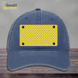Yellow White Quatrefoil Novelty License Plate Hat Unconstructed Cotton / Navy