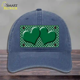Green White Quatrefoil Green Center Hearts Novelty License Plate Hat Unconstructed Cotton / Navy