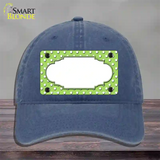Scallop Lime Green White Polka Dot Novelty License Plate Hat Unconstructed Cotton / Navy