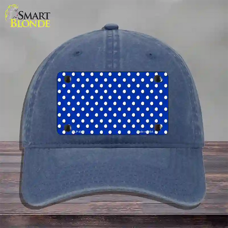 Blue Polka Dot Novelty License Plate Hat Unconstructed Cotton / Navy