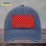 Red Polka Dot Novelty License Plate Hat Unconstructed Cotton / Navy