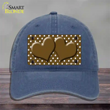 Brown White Polka Dot Center Hearts Novelty License Plate Hat Unconstructed Cotton / Navy