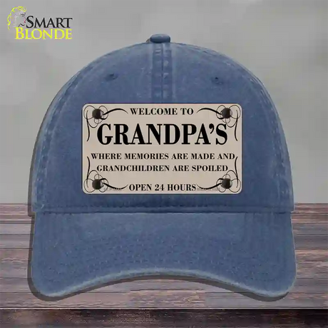 Welcome To Grandpas Novelty License Plate Hat Unconstructed Cotton / Navy