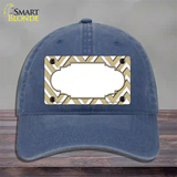Gold White Large Chevron Center Scallop Novelty License Plate Hat Unconstructed Cotton / Navy