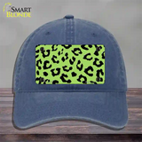 Lime Green Black Cheetah Novelty License Plate Hat Unconstructed Cotton / Navy