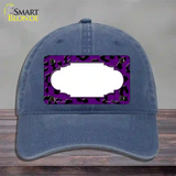 Purple Black Cheetah Scallop Novelty License Plate Hat Unconstructed Cotton / Navy