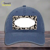Tan Black Cheetah Scallop Novelty License Plate Hat Unconstructed Cotton / Navy