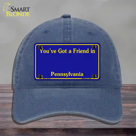 Pennsylvania Blue State Blank Novelty License Plate Hat Unconstructed Cotton / Navy