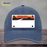 Nebraska Amber State Blank Novelty License Plate Hat Unconstructed Cotton / Navy
