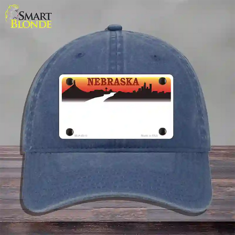 Nebraska Amber State Blank Novelty License Plate Hat Unconstructed Cotton / Navy