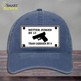 Judged By 12 Carried By 6 Novelty License Plate Hat Unconstructed Cotton / Navy