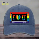 I Love U Novelty License Plate Hat Unconstructed Cotton / Navy