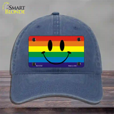 Smiley Face Novelty License Plate Hat Unconstructed Cotton Navy