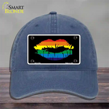 Lips Novelty License Plate Hat Unconstructed Cotton Navy