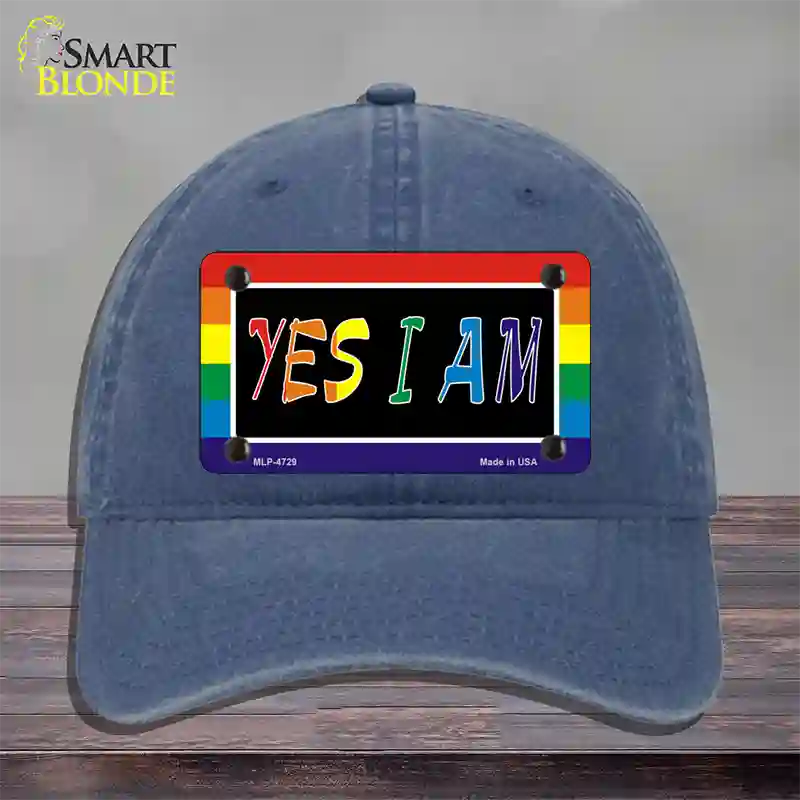 Yes I Am Novelty License Plate Hat Unconstructed Cotton Navy