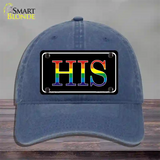 His Rainbow Novelty License Plate Hat Unconstructed Cotton Navy