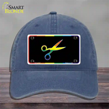 Scissors Novelty License Plate Hat Unconstructed Cotton Navy