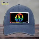Peace Sign Novelty License Plate Hat Unconstructed Cotton Navy