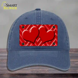 Red Light Red Heart Large Chevron Novelty License Plate Hat Unconstructed Cotton / Navy