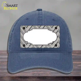 Grey Light Grey Scallop Large Chevron Novelty License Plate Hat Unconstructed Cotton / Navy