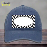 White Black Chevron Scallop Novelty License Plate Hat Unconstructed Cotton / Navy