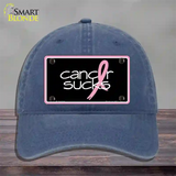 Cancer Sucks Novelty License Plate Hat Unconstructed Cotton / Navy