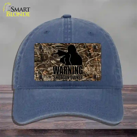 Warning Shotgun Owner Novelty License Plate Hat Unconstructed Cotton / Navy