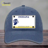 Indiana State Bicentennial Novelty License Plate Hat Unconstructed Cotton / Navy