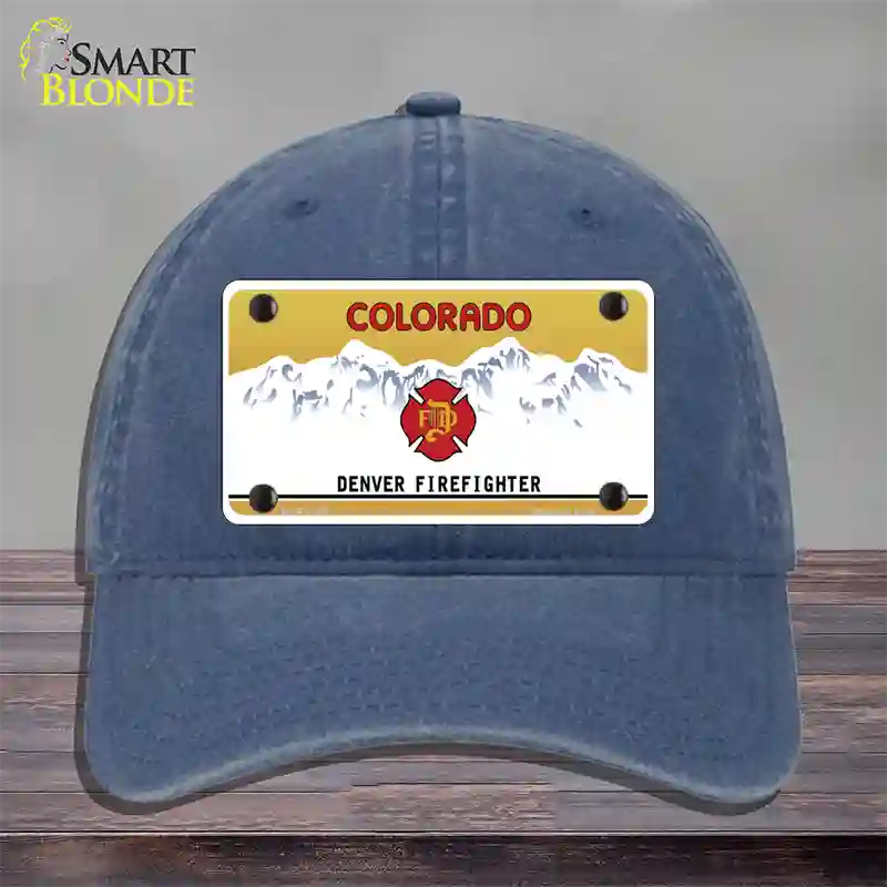 Denver Fire Fighter Novelty License Plate Hat Unconstructed Cotton / Navy