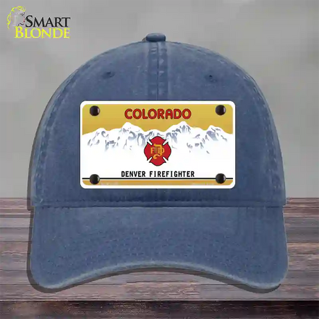 Denver Fire Fighter Novelty License Plate Hat Unconstructed Cotton / Navy
