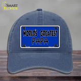 Worlds Greatest PaPa Novelty License Plate Hat Unconstructed Cotton / Navy