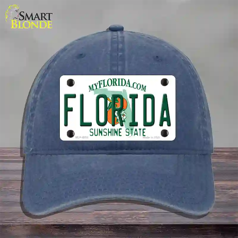 Florida Sunshine State Novelty License Plate Hat Unconstructed Cotton / Navy