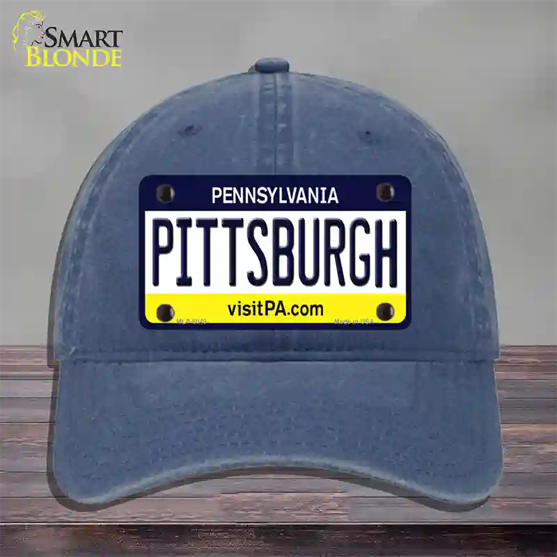 Pittsburgh Pennsylvania State Novelty License Plate Hat Unconstructed Cotton / Navy