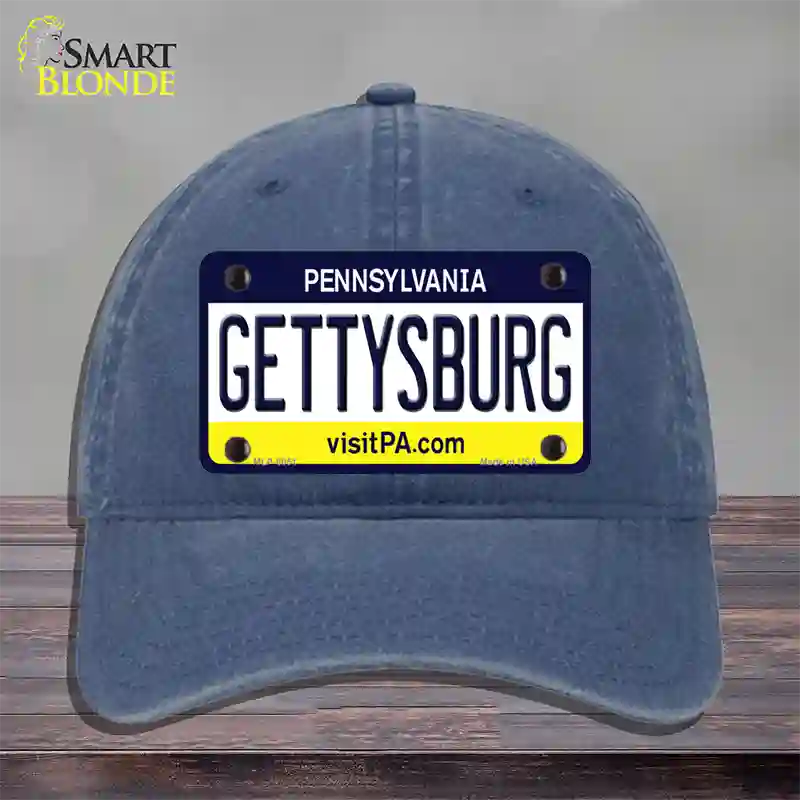 Gettysburg Pennsylvania State Novelty License Plate Hat Unconstructed Cotton / Navy