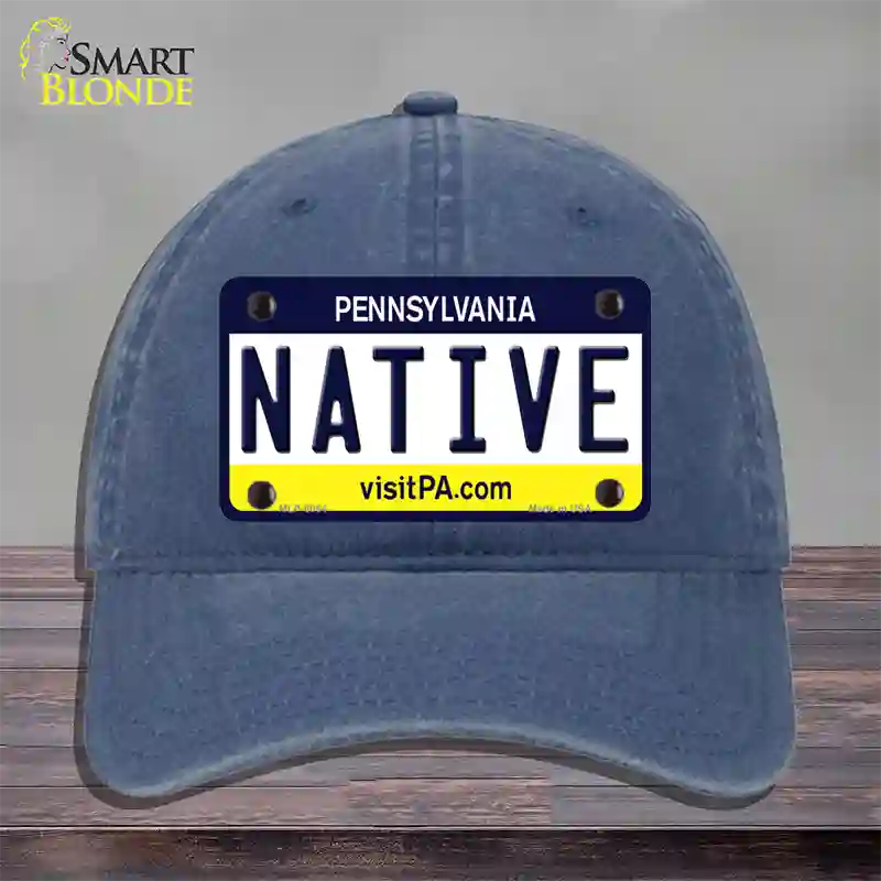 Native Pennsylvania State Novelty License Plate Hat Unconstructed Cotton / Navy