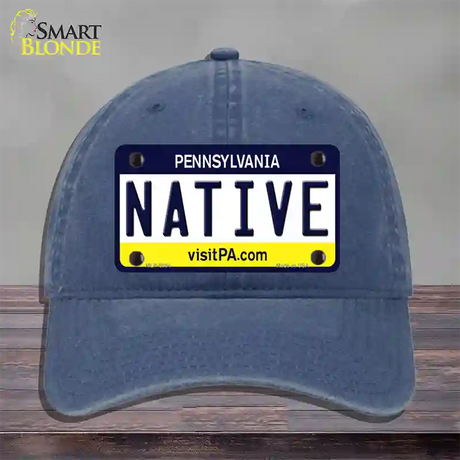 Native Pennsylvania State Novelty License Plate Hat Unconstructed Cotton / Navy