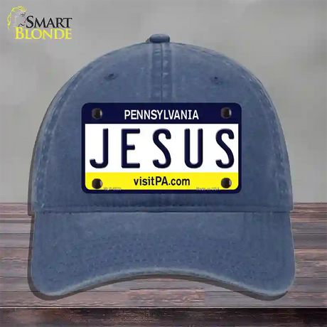 Jesus Pennsylvania State Novelty License Plate Hat Unconstructed Cotton / Navy