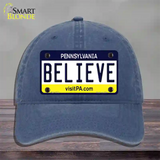 Believe Pennsylvania State Novelty License Plate Hat Unconstructed Cotton / Navy