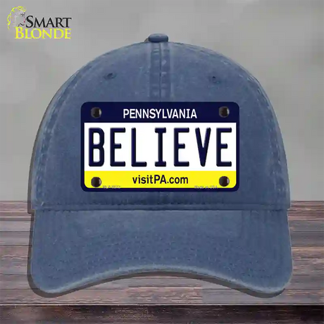 Believe Pennsylvania State Novelty License Plate Hat Unconstructed Cotton / Navy