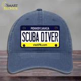 Scuba Diver Pennsylvania State Novelty License Plate Hat Unconstructed Cotton / Navy