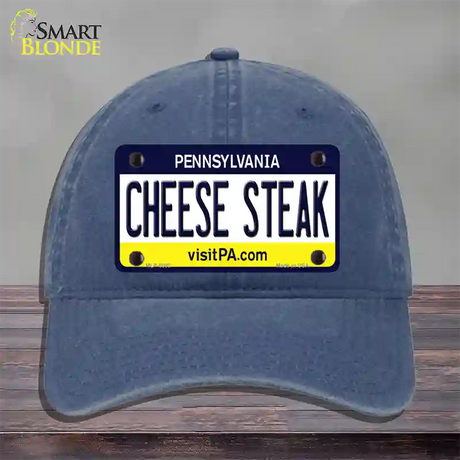 Cheese Steak Pennsylvania State Novelty License Plate Hat Unconstructed Cotton / Navy