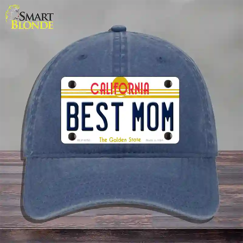 Best Mom California Novelty License Plate Hat Unconstructed Cotton / Navy