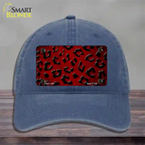 Red Black Cheetah Oil Rubbed Novelty License Plate Hat Unconstructed Cotton / Navy