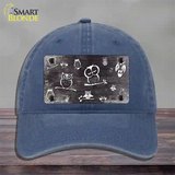 Black White Owl Oil Rubbed Novelty License Plate Hat Unconstructed Cotton / Navy