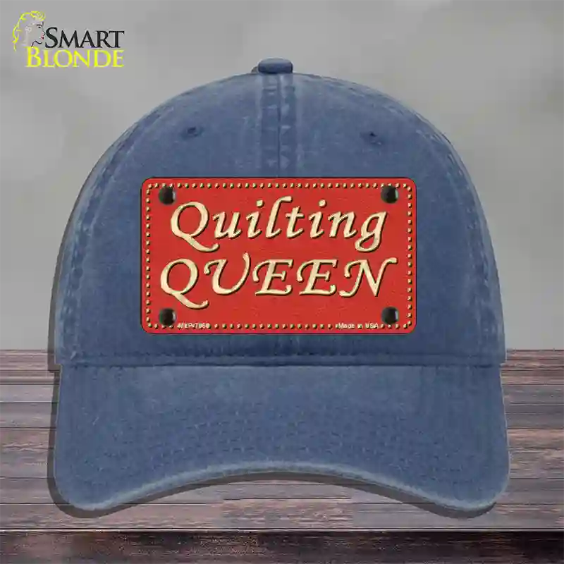 Quilting Queen Novelty License Plate Hat Unconstructed Cotton / Navy
