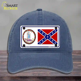 Confederate Flag Virginia Seal Novelty License Plate Hat Unconstructed Cotton / Navy