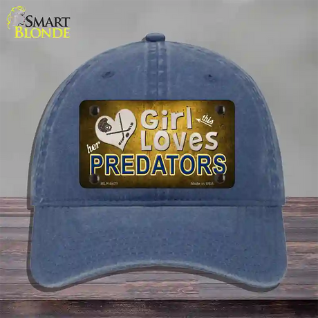This Girl Loves Her Predators Novelty License Plate Hat Unconstructed Cotton / Navy